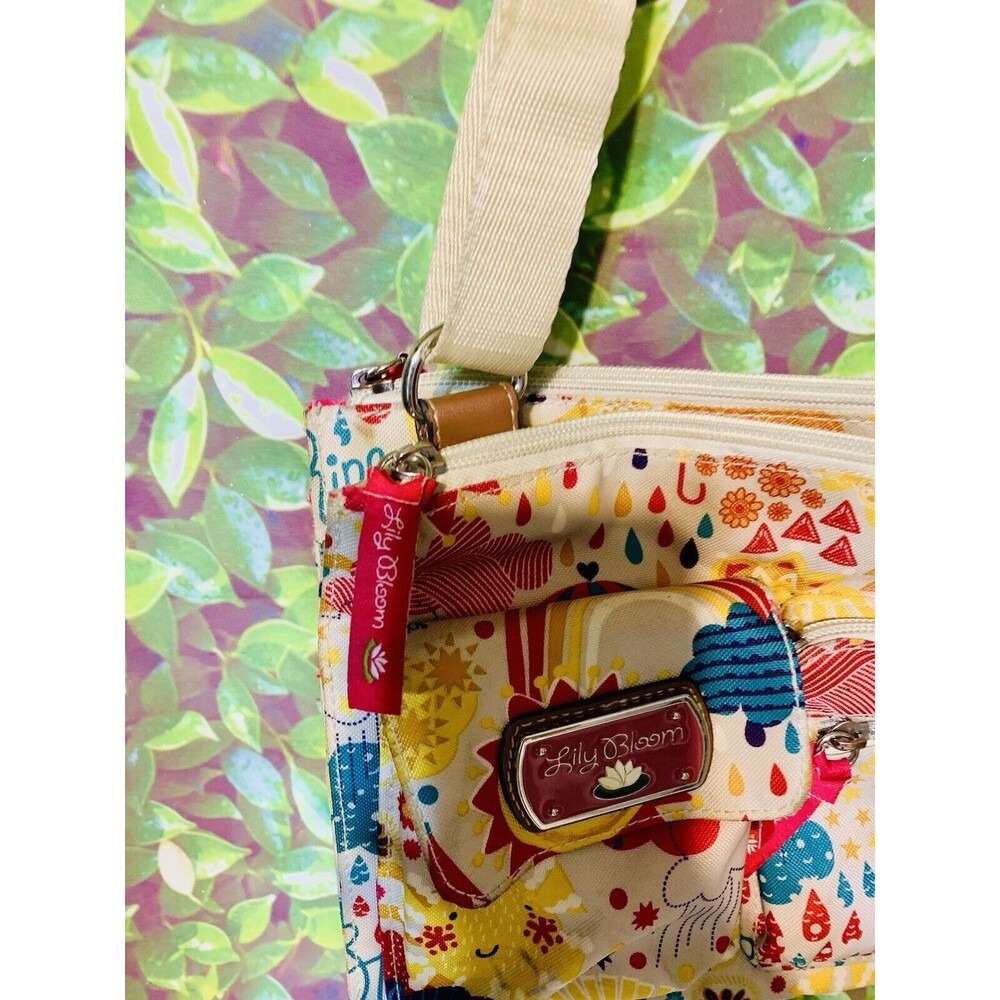 Lily Bloom Purse Great Condition Pink Yellow Blue Multi Zip Crossbody Shoulder - Picture 4 of 5